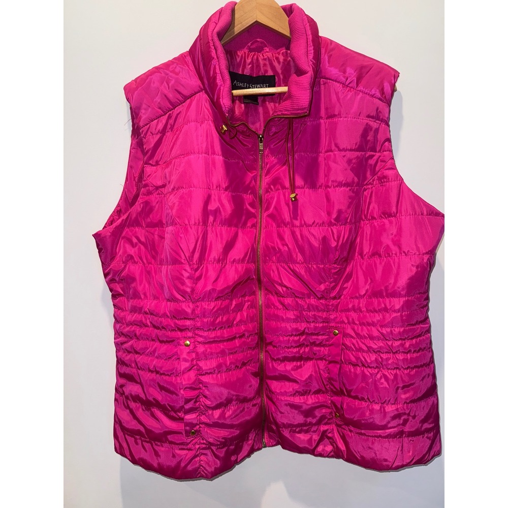 Hot Pink Puffer Vest Plus Size 22/24 Quilted Coquette Chic Maximalist Eclectic